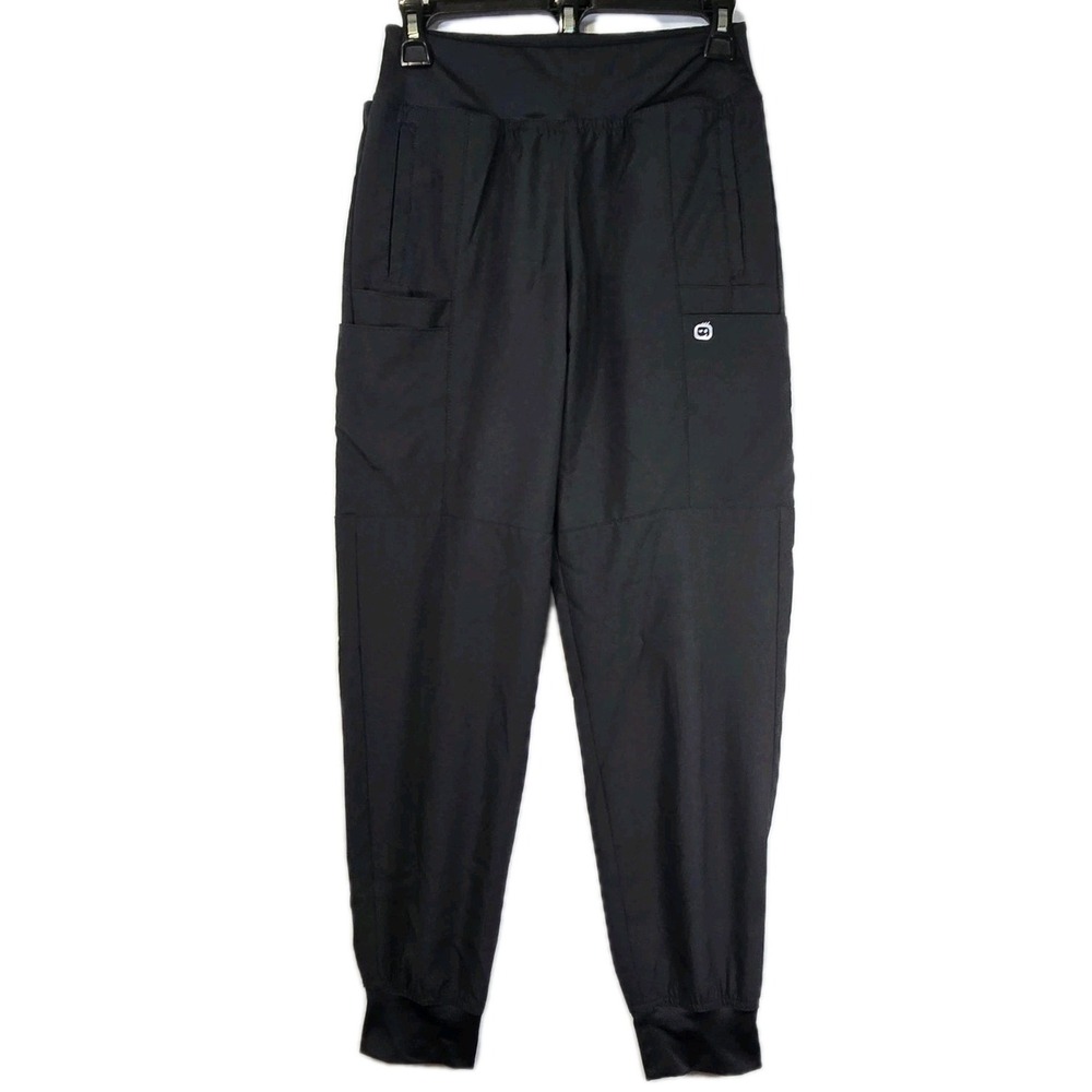 Spread Good Cheer Jogger Pants Black XS Medical Scrub Style Pockets Cuffed
